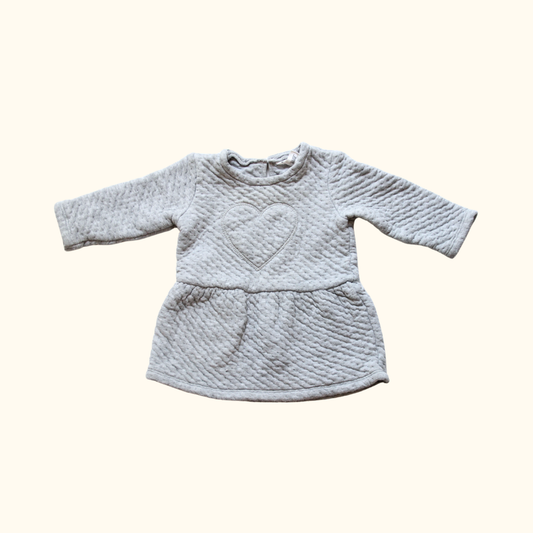 Grey Long Sleeve Dress with Heart