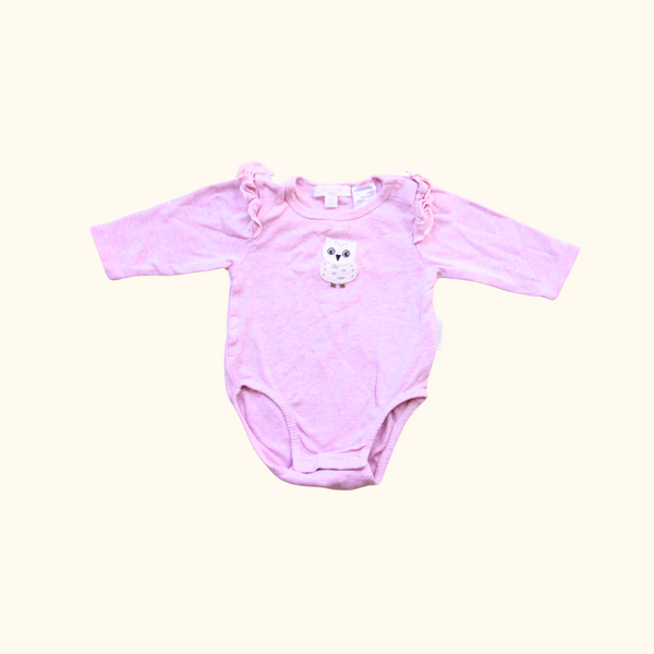 Pink Bodysuit with Owl Graphic