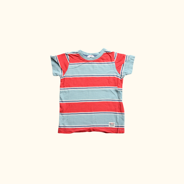 Red and Blue Block Striped T-Shirt