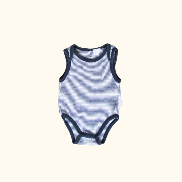 Blue Striped Sleeveless Bodysuit