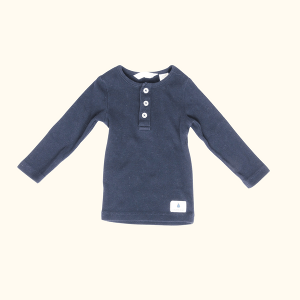 Blue Henley Longsleeve T-Shirt