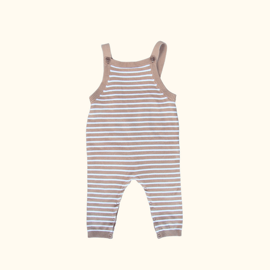 Knitted Brown Striped Overalls