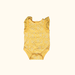 Yellow Floral Bodysuit with Frill