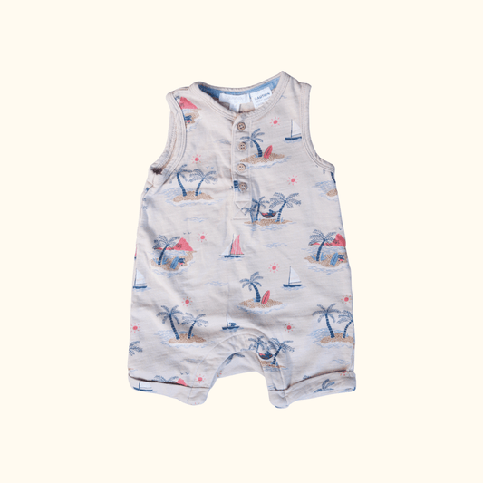 Brown Romber with Island Print