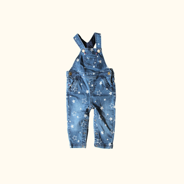 Denim Overalls with Star Print