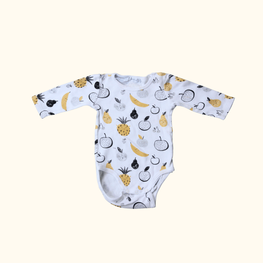 White Bodysuit with Fruit Print