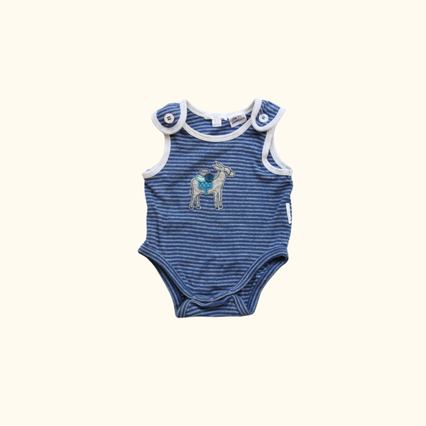 Blue Striped Sleeveless Bodysuit