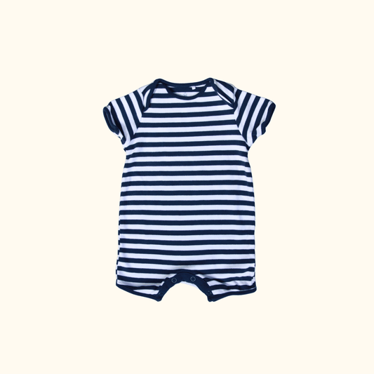 Blue and White Striped Romper