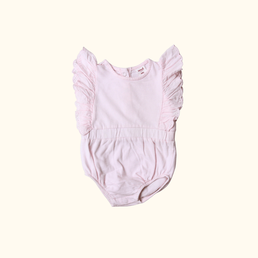 Pink Bodysuit with Shoulder Frill