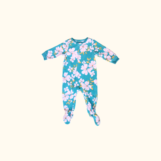Fleece Green Floral Onesie