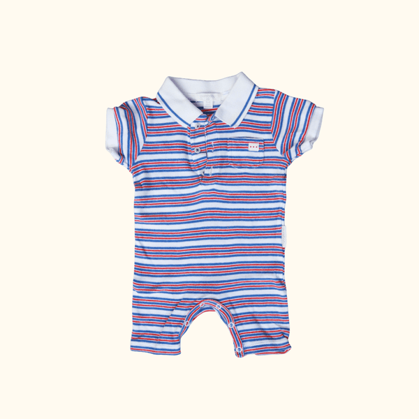 Blue and Red Striped Romper 