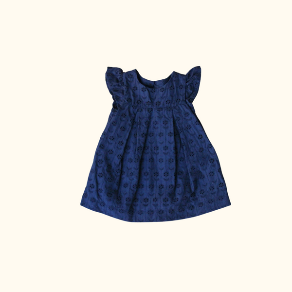 Navy Blue Embroidery Dress