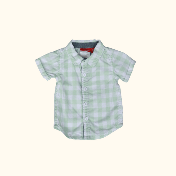 Green Checkered Shirt with Short Sleeves 