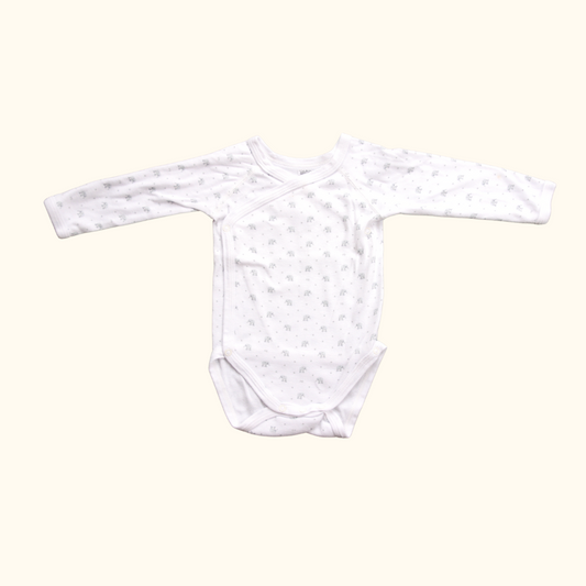 White and Grey Bodysuit with Elephants