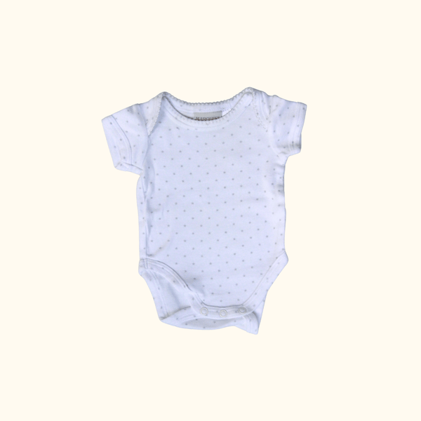 White Short Sleeve Bodysuit with Stars