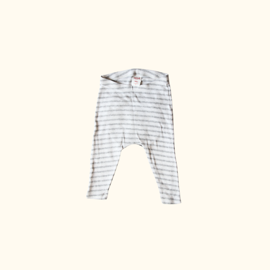 Grey Striped Leggings with Bear Bottom Detail