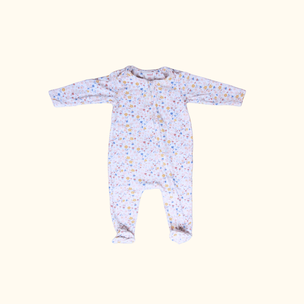 Floral Printed Onesie with Zip