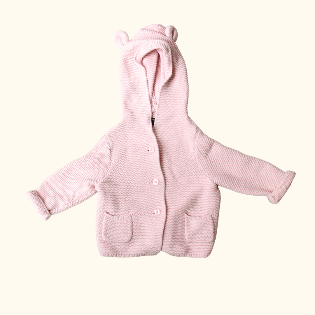 Pink Cardigan with Hoodie