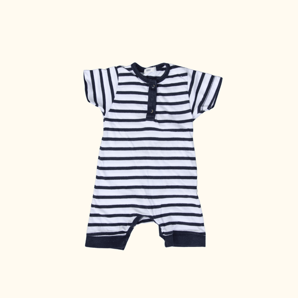 Blue and White Striped Romper