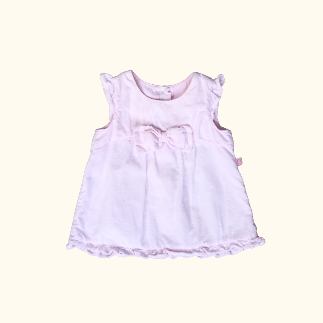 Pink Corduroy Dress with Bow