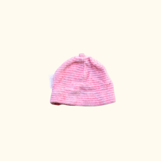 Pink and White Striped Beanie