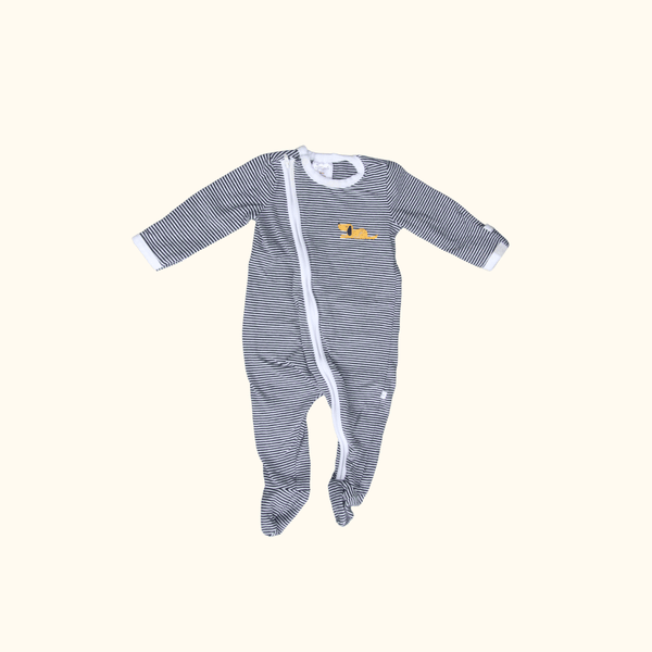 Black and White Striped Onesie with Zip