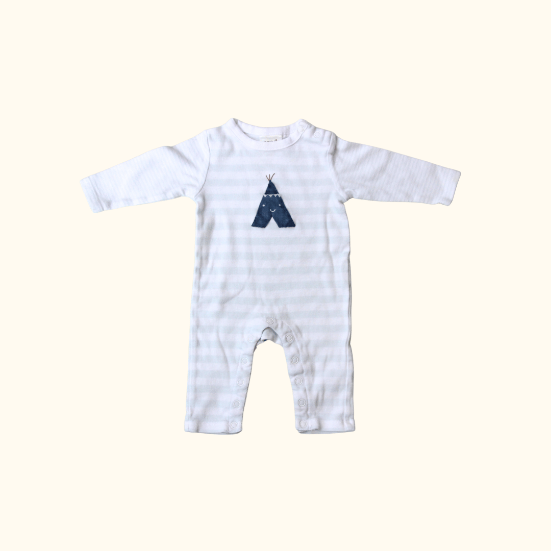 Blue and White Striped Onesie