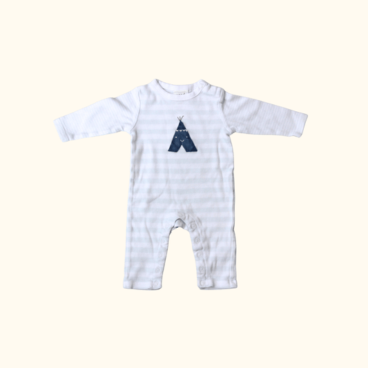 Blue and White Striped Onesie