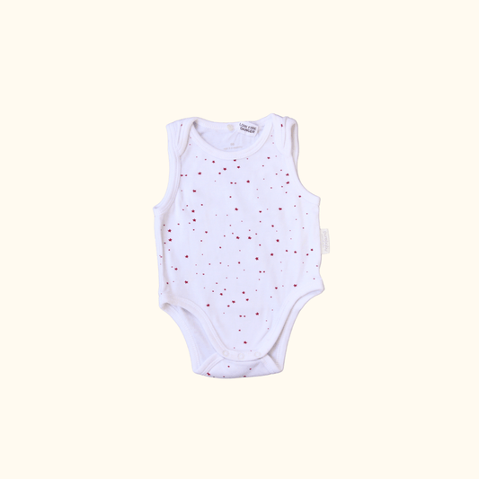 White Sleevelss Bodysuit with Red Stars
