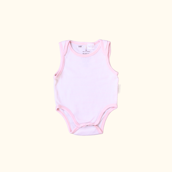 Pink and White Striped Sleeveless Bodysuit