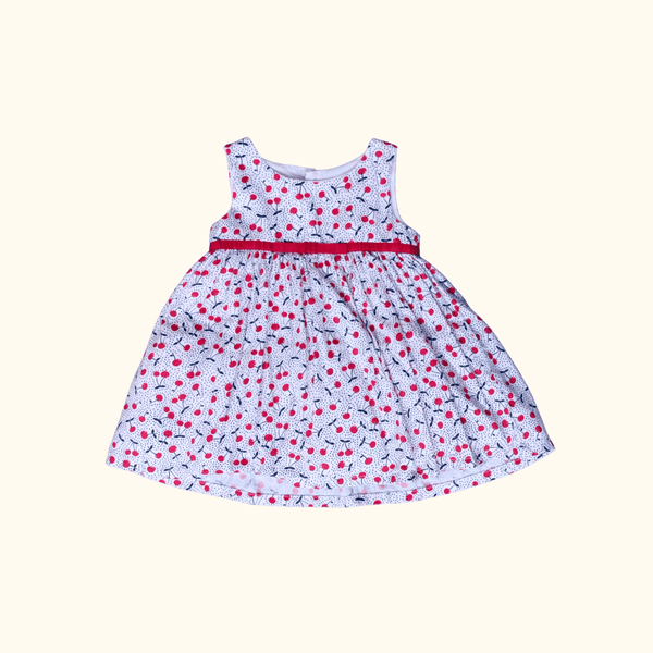 Summer Dress with Pink Cherry Print