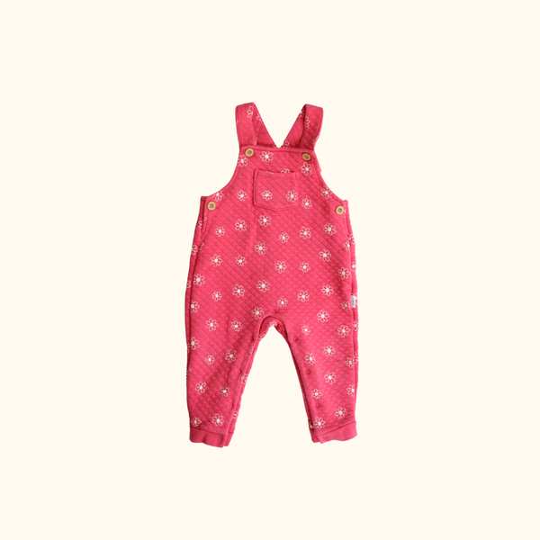 Pink Quilted Overalls with Flowers