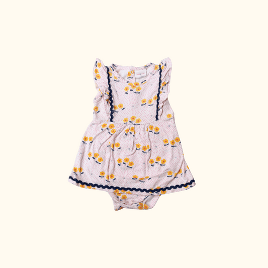 Pink Dress Bodysuit with Floral Print