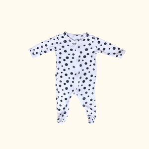 White and Black Polkadot Onesie with Zip