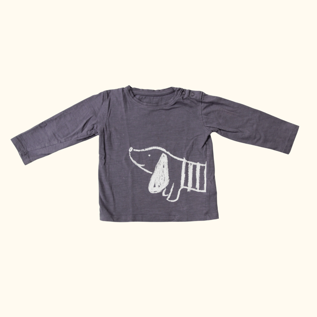 Grey T-Shirt with Dog Print