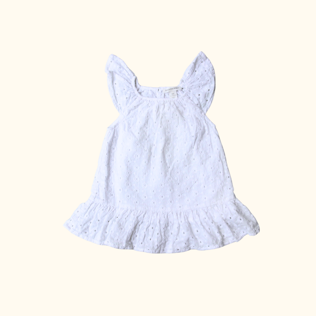 White Dress with Embroidered Flowers