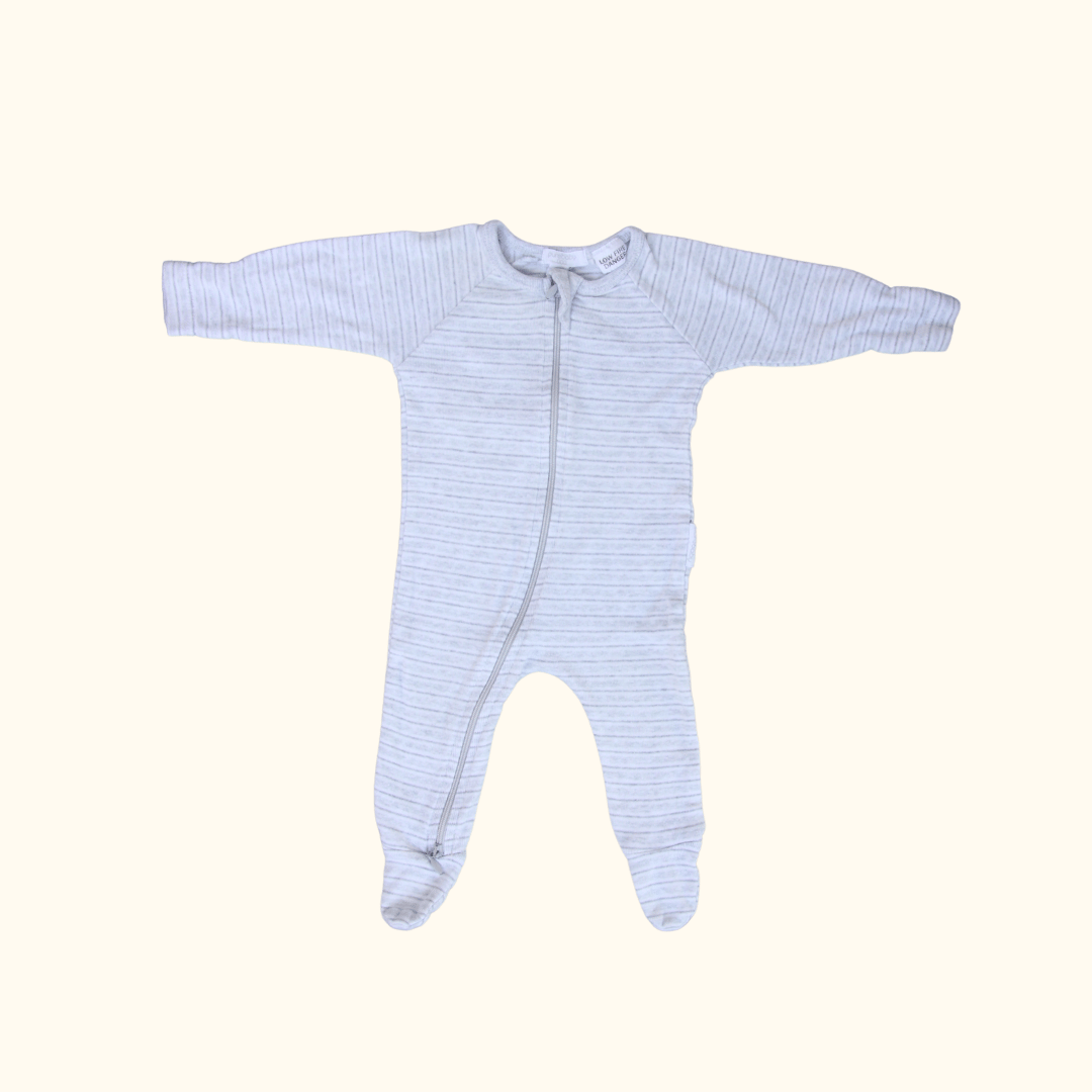 Grey Striped Onesie with Zip