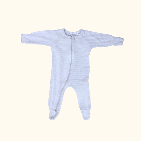 Grey Striped Onesie with Zip