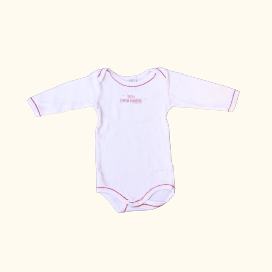 White Long Sleeve Bodysuit with Graphic Print