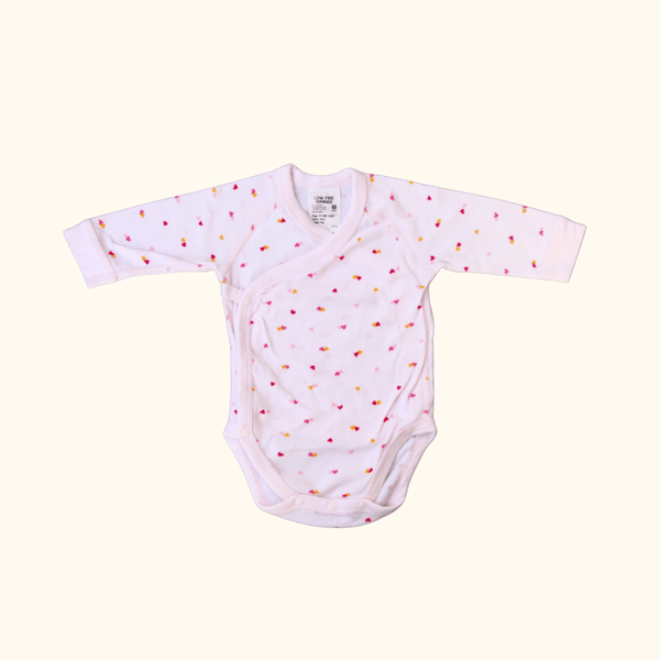 Pink Long Sleeve Bodysuit with Heart Print