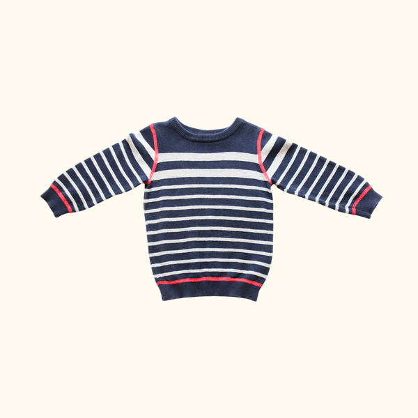 Blue and White Striped Jumper
