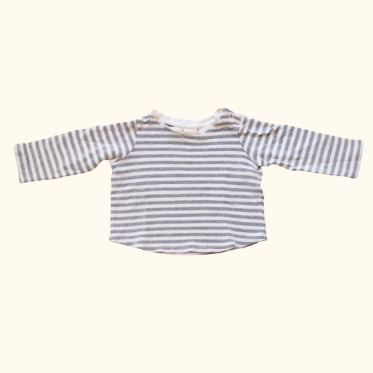 Grey and White Striped T-Shirt
