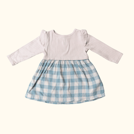 Oatmeal Dress with Checkered Pattern