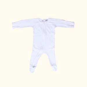 Classic White Onesie with Zip