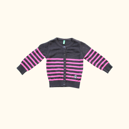 Black and Pink Striped Cardigan
