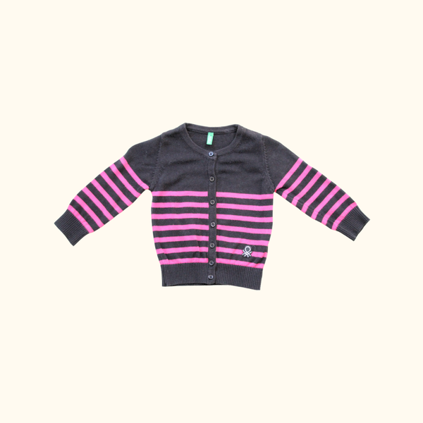 Black and Pink Striped Cardigan