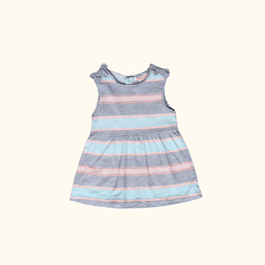 Grey and Turquoise Striped Dress