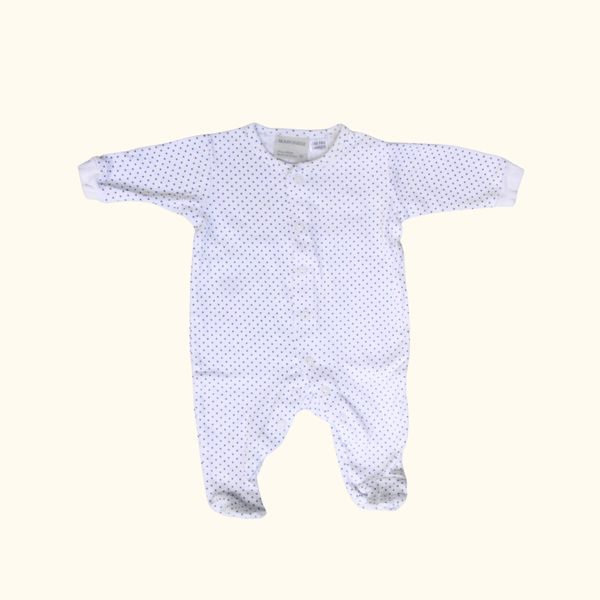 Blue and White Polkadot Onesie