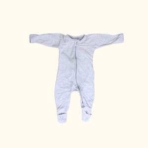 Grey Striped Onesie with Zip