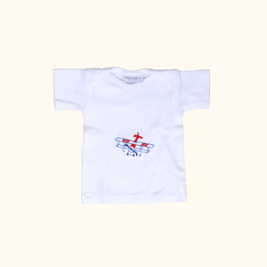 White Short Sleeve Tee with Plane